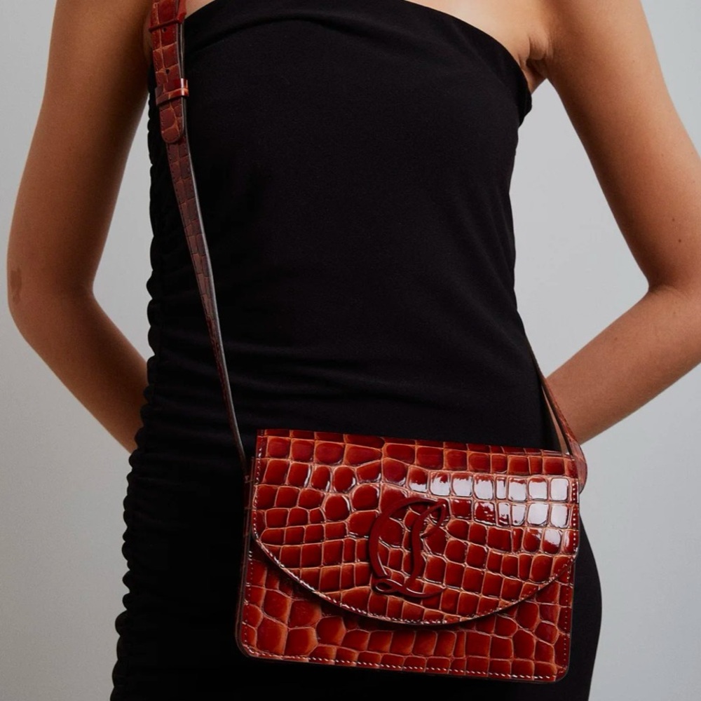 NEW🔥Christian Louboutin Small Loubi54 Croc Embossed Patent Leather Bag🔥